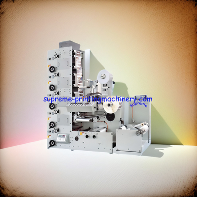 RY5204L LABEL (LOGO) FLEXO PRINTING MACHINE WEB GUIDE ULTRASONIC 1 DIE CUTTING STATION BOPP FILM 22-28MICRON 600MM DIA