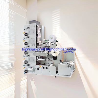 LABEL (LOGO) FLEXO PRINTING MACHINE WEB GUIDE ULTRASONIC 1 DIE CUTTING STATION MITSUBISH TENSION CONTROL THERMAL LABEL