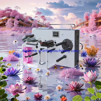 FQ-350FG High Speed Slitter Rewinding Machine slitting narrow label paper roll material full servo driven turret rewind