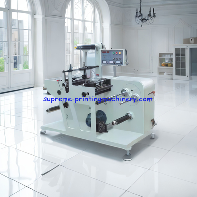 MAX REWINDING DIAMETER 500MM ADHESIVE LABEL PAPER PROCESS MACHINERY DIE CUTTING SPEED 120M/MIN FULLY ROTARY TURRET SLIT