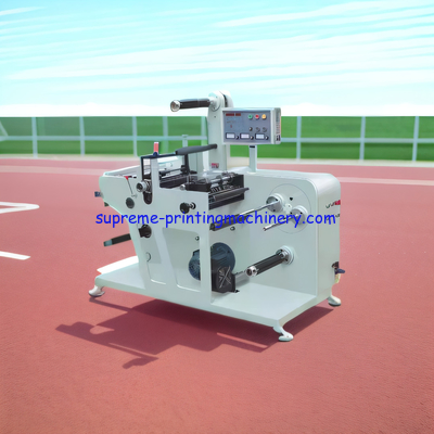MQ320-Y ROTARY BLANK LABEL DIE CUTING MACHINE WITH SLITTER UNWINDING AND DOWN REWINDING DIAMETER AT 700MM WITH 5KG BRAKE