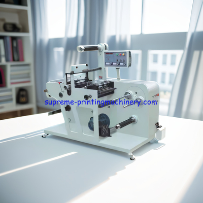 Economical Un-Printed Blank Labels Fully Rotary Die Cutting Machinery With Slitting Turret Rewinding air shaft 3 size