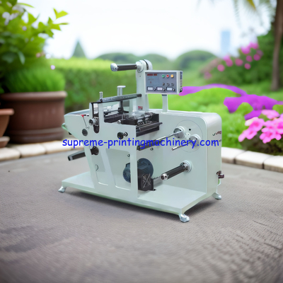 Economical Un-Printed Blank Labels Fully Rotary Die Cutting Machinery With Slitting Turret Rewinding air shaft 3 size