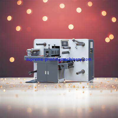 PRECISE FULL SERVO INTERMITTENT ROTARY DIE CUTTING MACHINE WITH 350MM MATERIAL FEEDING WIDTH IML LABEL WITH CONVEYOR