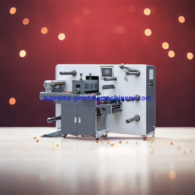 PRECISE FULL SERVO INTERMITTENT ROTARY DIE CUTTING MACHINE WITH 350MM MATERIAL FEEDING WIDTH IML LABEL WITH CONVEYOR