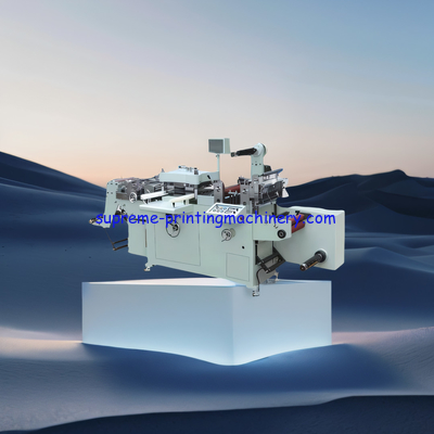 MQ-350Z AUTOMATIC LABEL DIE CUTTING MACHINE LAMINATING-HOT STAMPING-HOLE PUNCHING MIDDLE SIDE HOLE SILVER GOLDEN STAMP