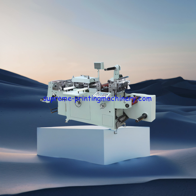 MQ-350Z AUTOMATIC LABEL DIE CUTTING MACHINE LAMINATING-HOT STAMPING-HOLE PUNCHING MIDDLE SIDE HOLE SILVER GOLDEN STAMP