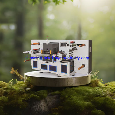 EFFICIENT ADHESIVE LABEL PAPER PROCESS MACHINERY WITH 350MM MATERIAL FEEDING WIDTH AUTOMATIC FLAT BED DIE CUTTER MACHINE