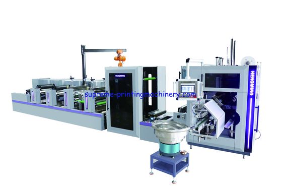 Fully Automatic Flexo Printing Rotary Die Cutting Slitting and No Glue 4 Shaft Turret Rewinding Machine