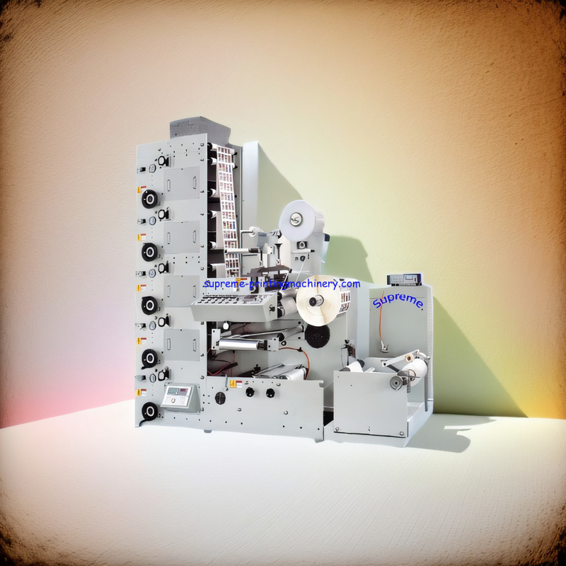 RY5204L LABEL (LOGO) FLEXO PRINTING MACHINE WEB GUIDE ULTRASONIC 1 DIE CUTTING STATION BOPP FILM 22-28MICRON 600MM DIA