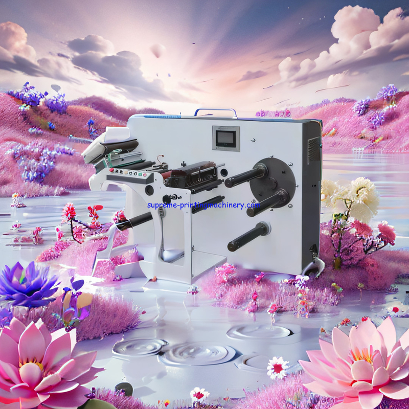FQ-350FG High Speed Slitter Rewinding Machine slitting narrow label paper roll material full servo driven turret rewind