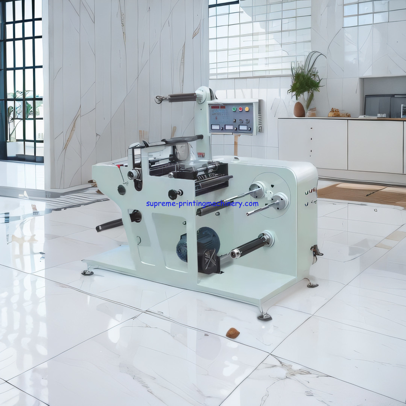 MAX REWINDING DIAMETER 500MM ADHESIVE LABEL PAPER PROCESS MACHINERY DIE CUTTING SPEED 120M/MIN FULLY ROTARY TURRET SLIT