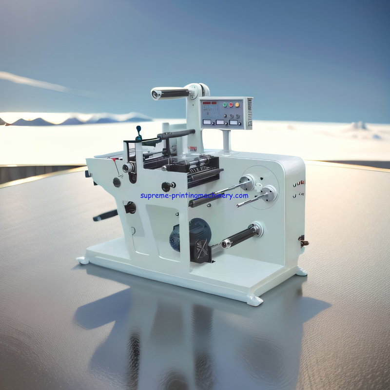 ROTARY BLANK LABEL DIE CUTTING MACHINE WITH SLITTER NUMBER/METER COUNTING FUNCTION 600MM UNWIND REWIND EXTRA AIR SHAFT