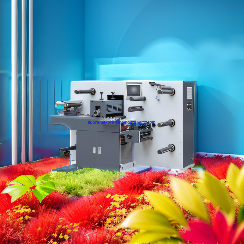 380V VOLTAGE INTERMITTENT ROTARY DIE CUTTING MACHINE - 15KW PRECISION WITH TURRET SLITER REWINDING 2 SHAFT PRINTED LABEL