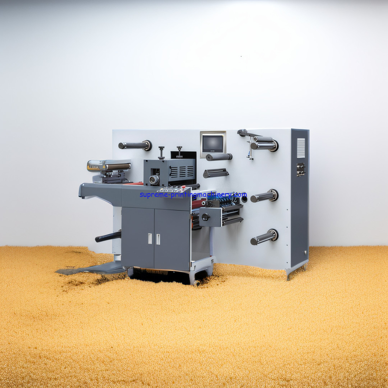 380V VOLTAGE ADHESIVE LABEL PAPER PROCESS MACHINERY WITH 480MM DIE CUTTING LENGTH INTERMITTENT SEMI ROTARY DIE-CUTTING